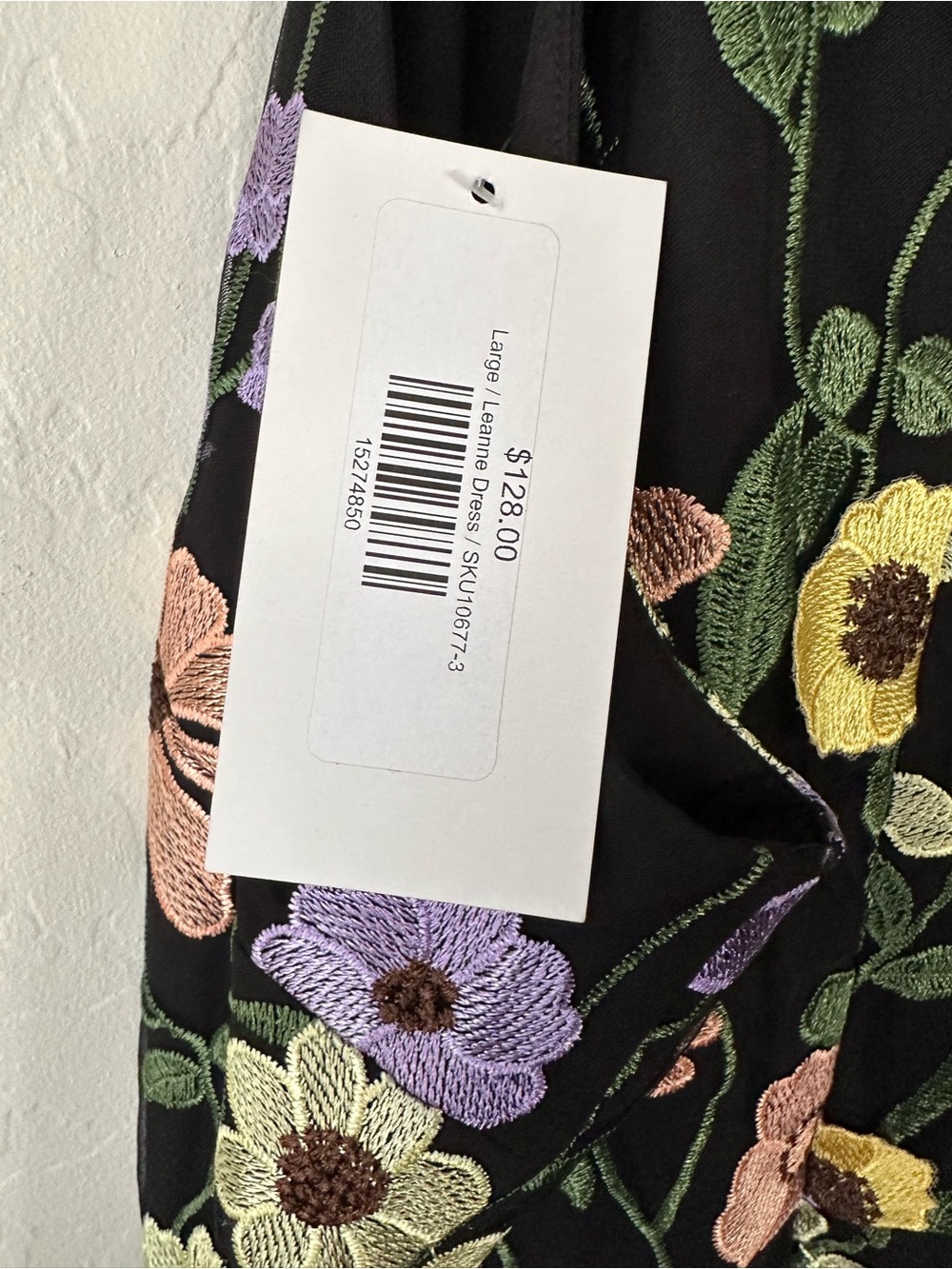 NWT Just Me Leanne Black Floral Embroidered Halter Midi Dress Size Large - Picture 4 of 6